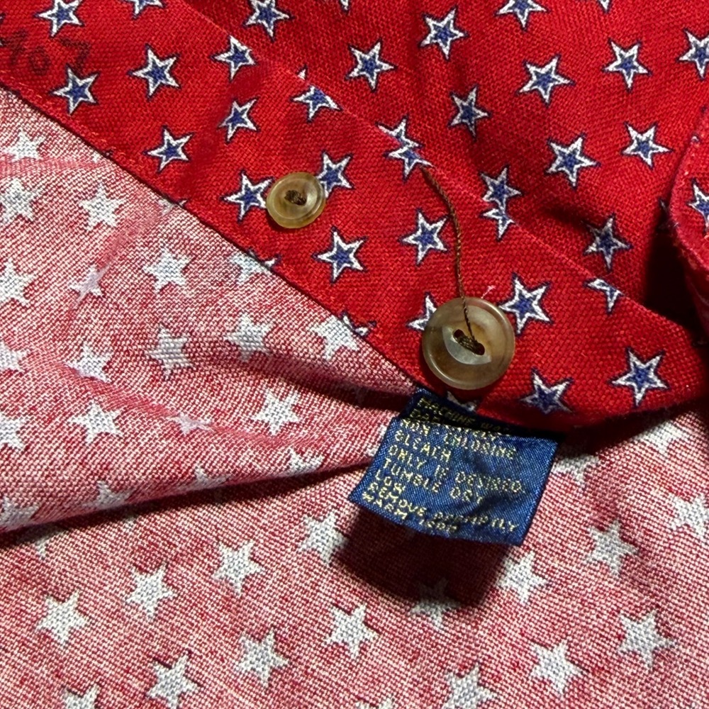 Chaps Ralph Lauren Long Sleeve Button Down Star Print Red Blue Men M VTG Western - Picture 7 of 9